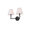 Bethany 2 lights bath sconce in black with white fabric shade